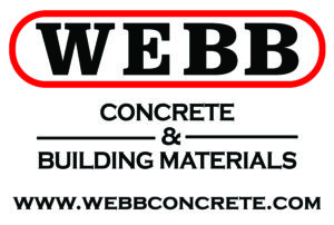 Sign displaying "WEBB CONCRETE & BUILDING MATERIALS" with a website link